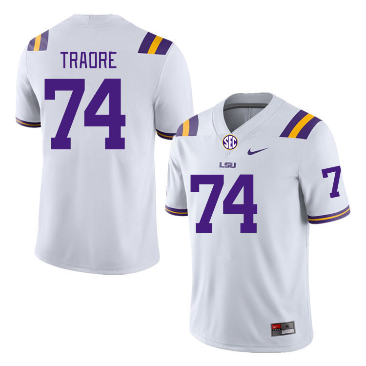LSU Tigers #74 Badara Traore College Football Jerseys Stitched Sale-White